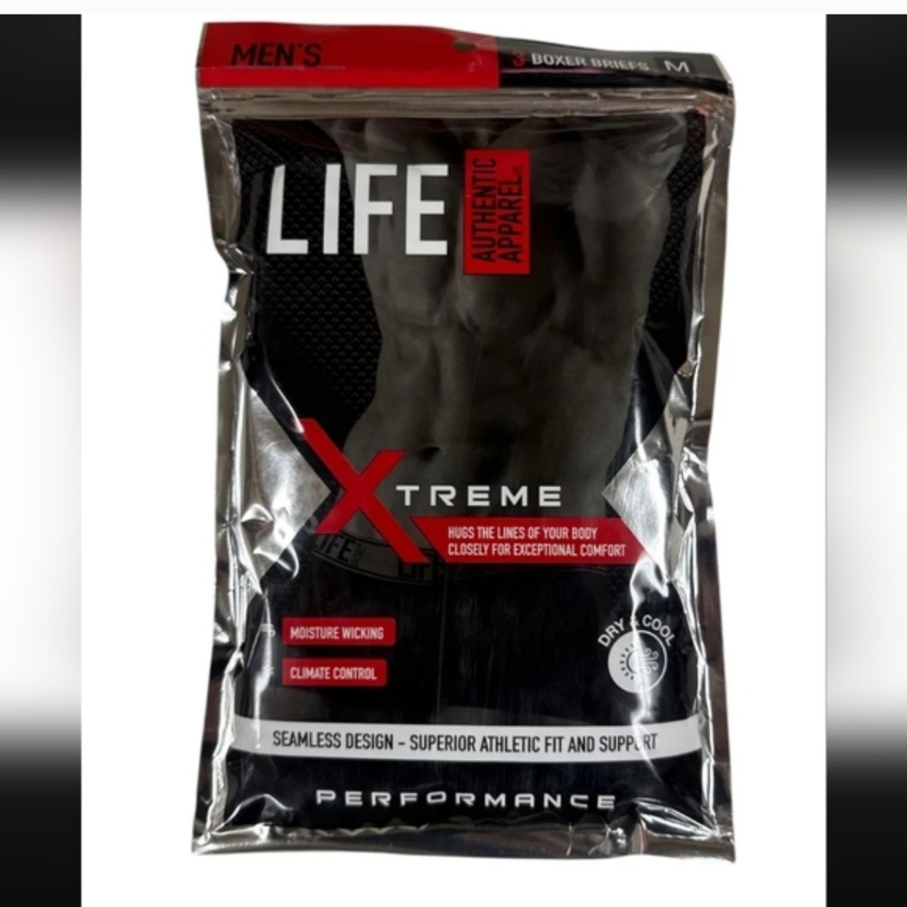 Xtreme Life Authentic Apparel Men's Boxer Briefs  Size Medium 3 In Pack NIP